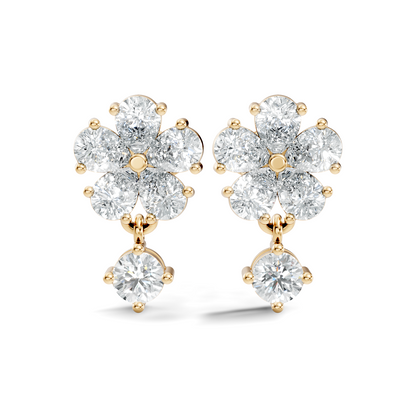 2.44 Ct Round & Pear Shape Lab Grown Diamond New Vintage Elegance Studs Diamond Earring For her - HIGHCARAT DIAMONDS