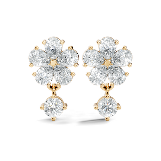 2.44 Ct Round & Pear Shape Lab Grown Diamond New Vintage Elegance Studs Diamond Earring For her - HIGHCARAT DIAMONDS