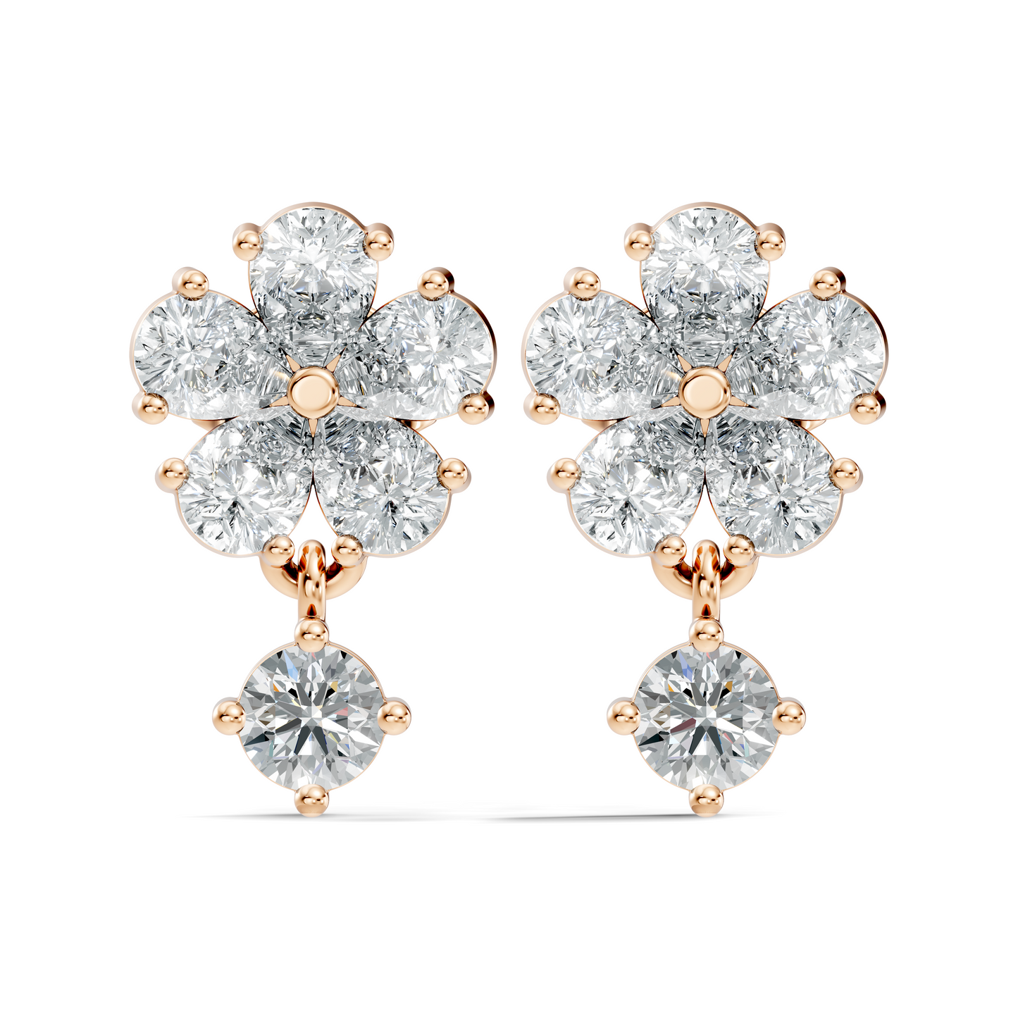 2.44 Ct Round & Pear Shape Lab Grown Diamond New Vintage Elegance Studs Diamond Earring For her - HIGHCARAT DIAMONDS