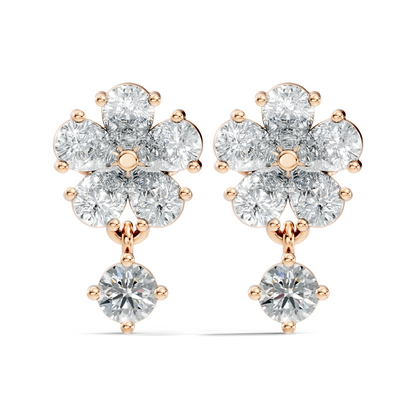 2.44 Ct Round & Pear Shape Lab Grown Diamond New Vintage Elegance Studs Diamond Earring For her - HIGHCARAT DIAMONDS