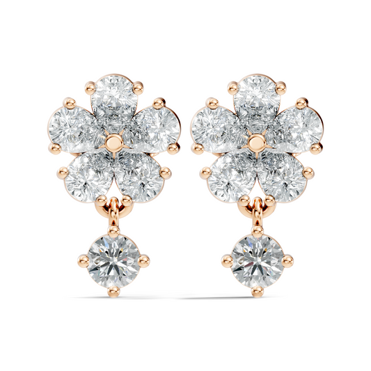 2.44 Ct Round & Pear Shape Lab Grown Diamond New Vintage Elegance Studs Diamond Earring For her - HIGHCARAT DIAMONDS
