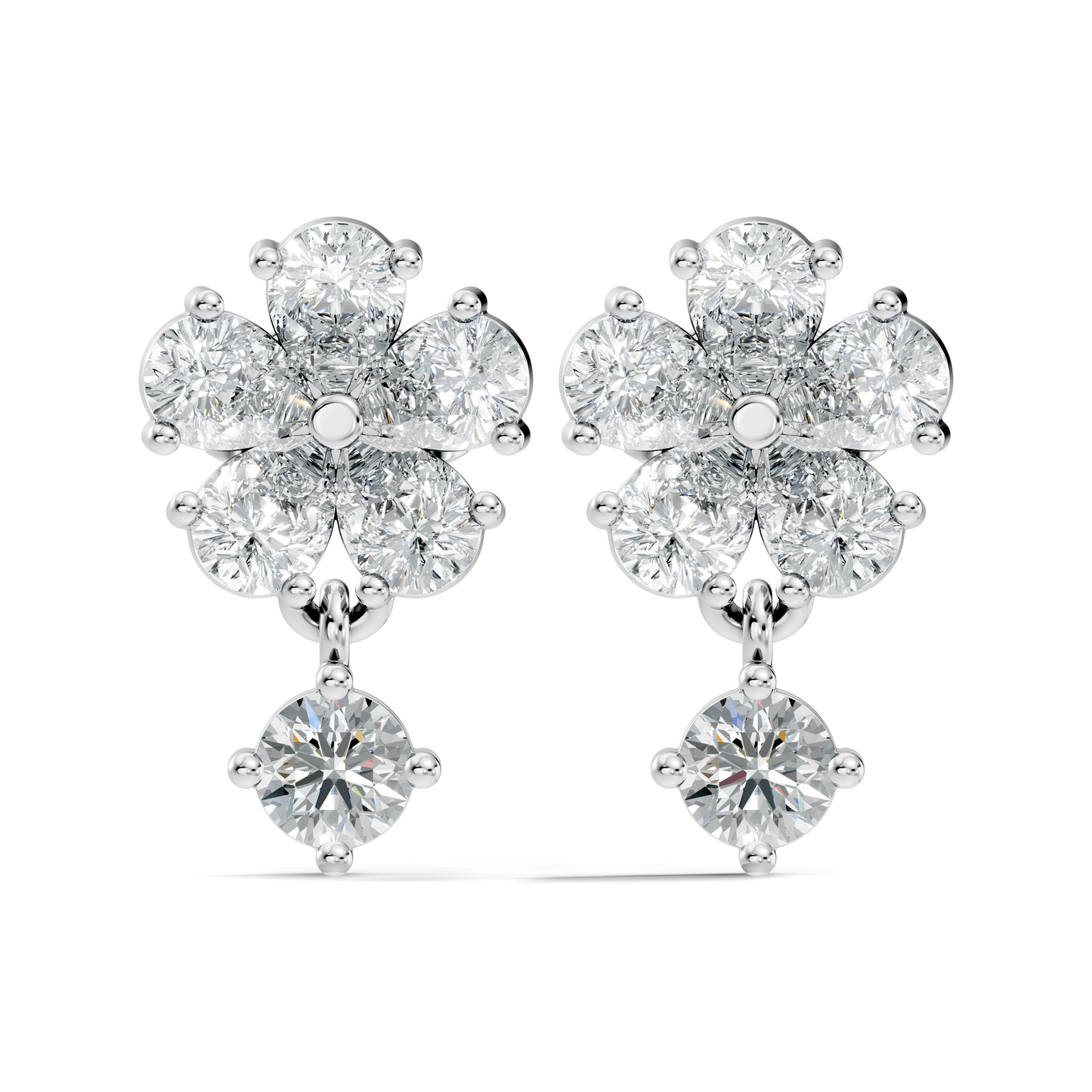 2.44 Ct Round & Pear Shape Lab Grown Diamond New Vintage Elegance Studs Diamond Earring For her - HIGHCARAT DIAMONDS