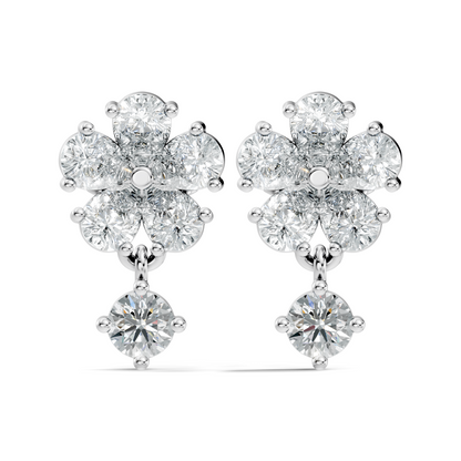 2.44 Ct Round & Pear Shape Lab Grown Diamond New Vintage Elegance Studs Diamond Earring For her - HIGHCARAT DIAMONDS