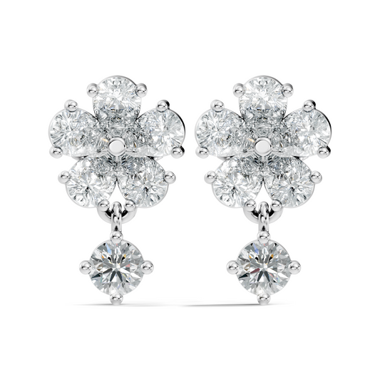 2.44 Ct Round & Pear Shape Lab Grown Diamond New Vintage Elegance Studs Diamond Earring For her - HIGHCARAT DIAMONDS