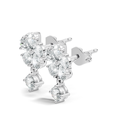 2.44 Ct Round & Pear Shape Lab Grown Diamond New Vintage Elegance Studs Diamond Earring For her - HIGHCARAT DIAMONDS