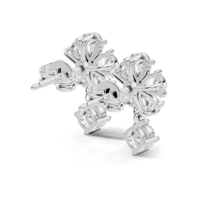 2.44 Ct Round & Pear Shape Lab Grown Diamond New Vintage Elegance Studs Diamond Earring For her - HIGHCARAT DIAMONDS