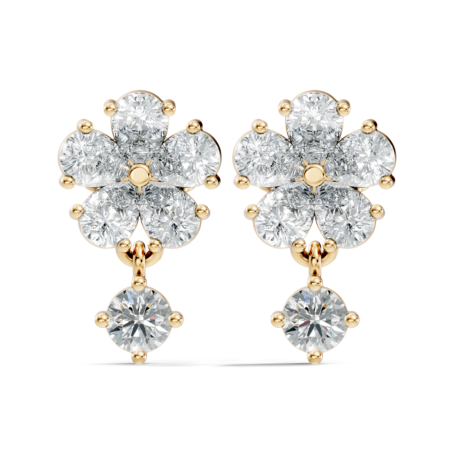 2.44 Ct Round & Pear Shape Lab Grown Diamond New Vintage Elegance Studs Diamond Earring For her - HIGHCARAT DIAMONDS