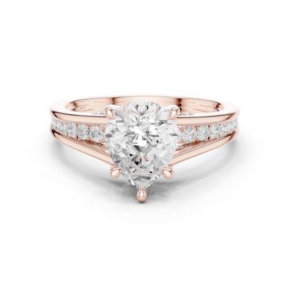 Pear Cut 2.29Ct Colorless Lab Grown Diamond Ring, Round Side Stone Accented Perfect Party Wear Ring Gift For Women's - HIGHCARAT DIAMONDS