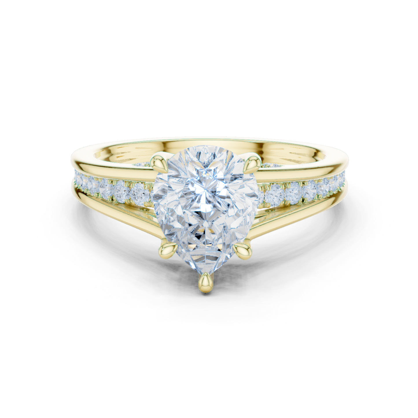 Pear Cut 2.29Ct Colorless Lab Grown Diamond Ring, Round Side Stone Accented Perfect Party Wear Ring Gift For Women's - HIGHCARAT DIAMONDS