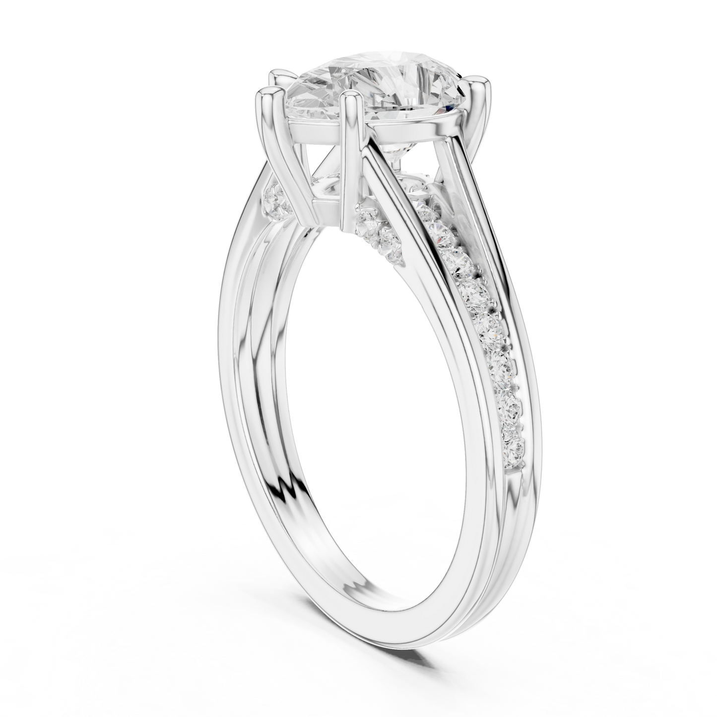 Pear Cut 2.29Ct Colorless Lab Grown Diamond Ring, Round Side Stone Accented Perfect Party Wear Ring Gift For Women's - HIGHCARAT DIAMONDS