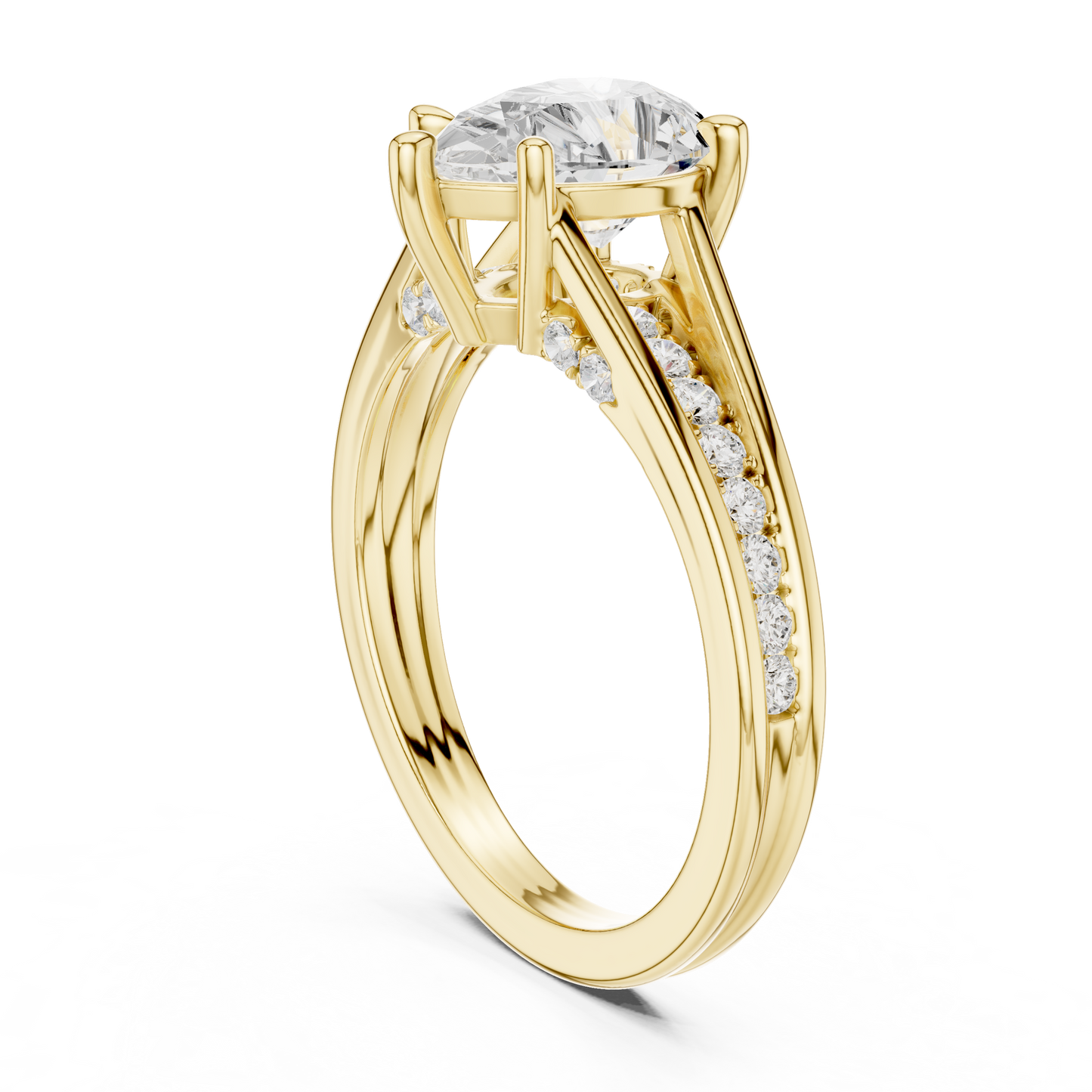 Pear Cut 2.29Ct Colorless Lab Grown Diamond Ring, Round Side Stone Accented Perfect Party Wear Ring Gift For Women's - HIGHCARAT DIAMONDS