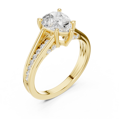 Pear Cut 2.29Ct Colorless Lab Grown Diamond Ring, Round Side Stone Accented Perfect Party Wear Ring Gift For Women's - HIGHCARAT DIAMONDS