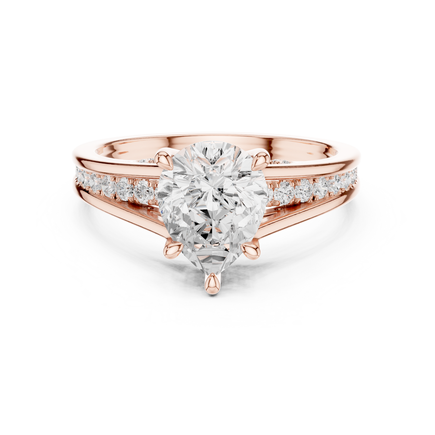 Pear Cut 2.29Ct Colorless Lab Grown Diamond Ring, Round Side Stone Accented Perfect Party Wear Ring Gift For Women's - HIGHCARAT DIAMONDS