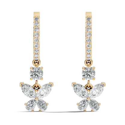 1.85 CT Pear or Marquise Cut Diamond Earring & Butterfly Inspired Dangle Hoop Earrings For Her - HIGHCARAT DIAMONDS