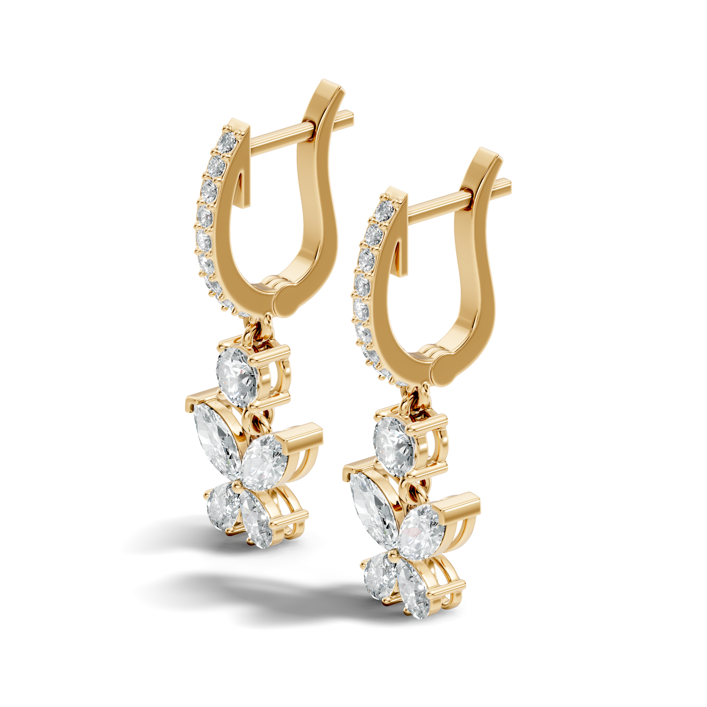 1.85 CT Pear or Marquise Cut Diamond Earring & Butterfly Inspired Dangle Hoop Earrings For Her - HIGHCARAT DIAMONDS