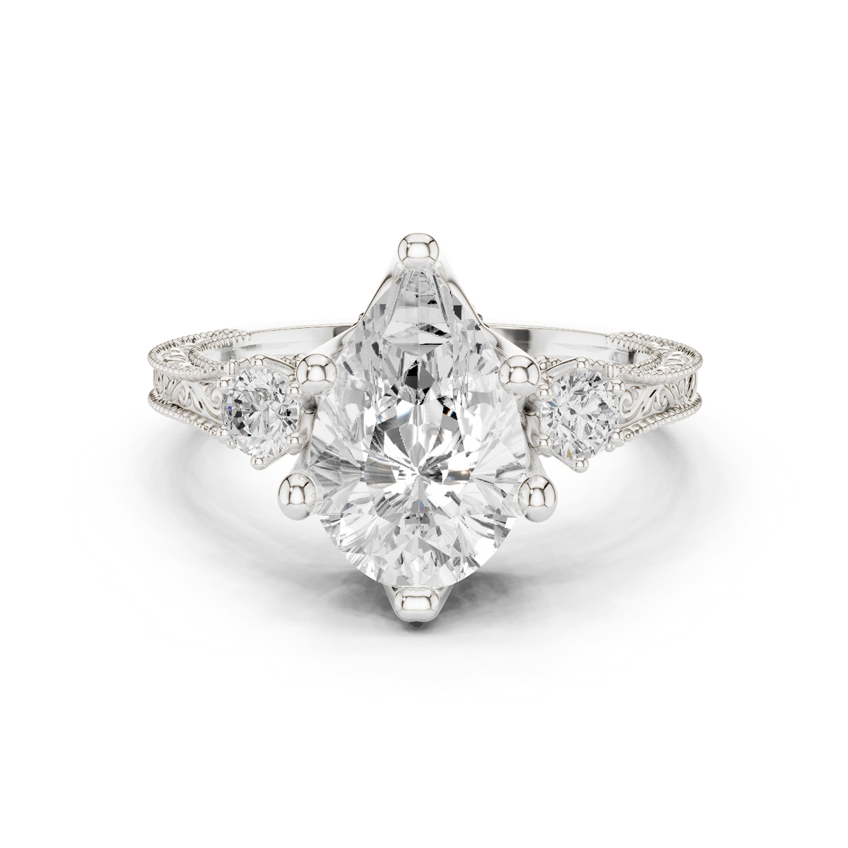 2.80 Pear Cut Lab Grown Diamond Accent Ring in 14-18K Gold Perfect for Gifting or Proposal - HIGHCARAT DIAMONDS