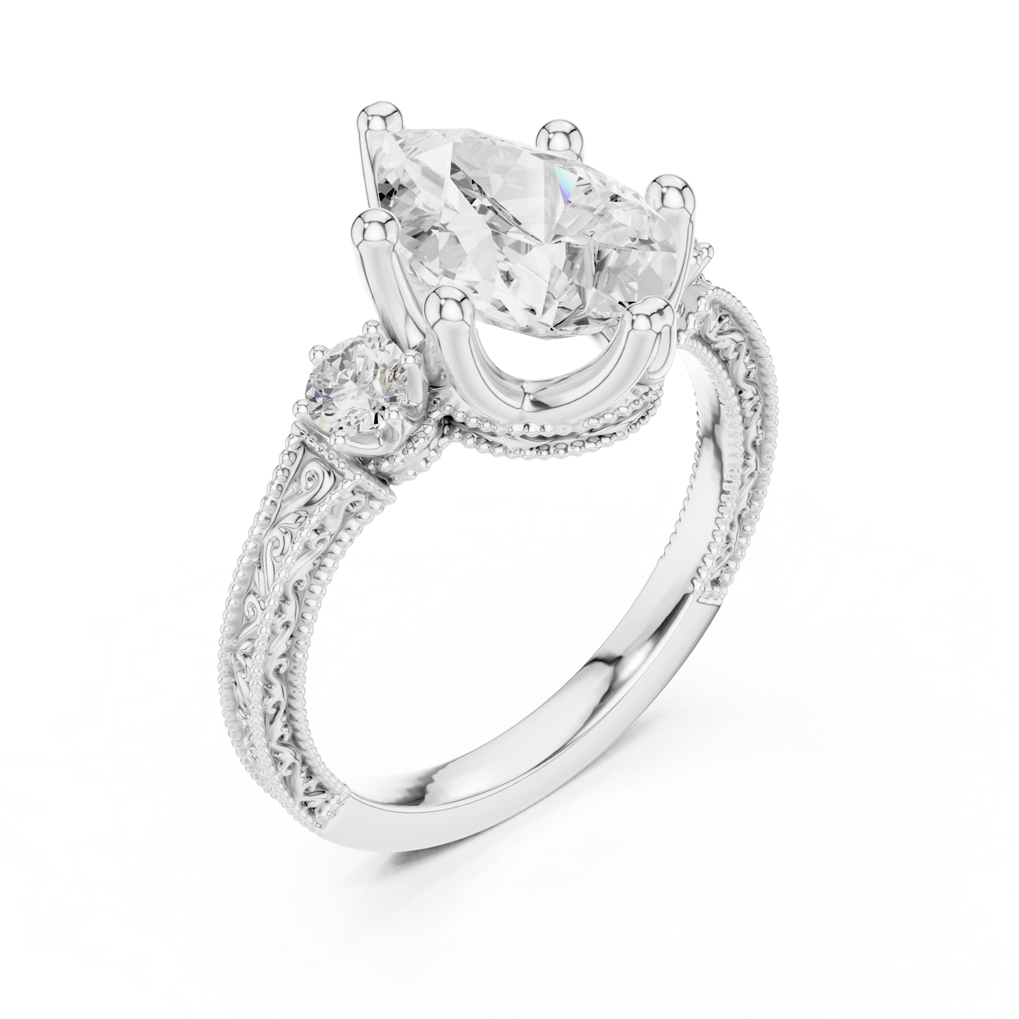 2.80 Pear Cut Lab Grown Diamond Accent Ring in 14-18K Gold Perfect for Gifting or Proposal - HIGHCARAT DIAMONDS