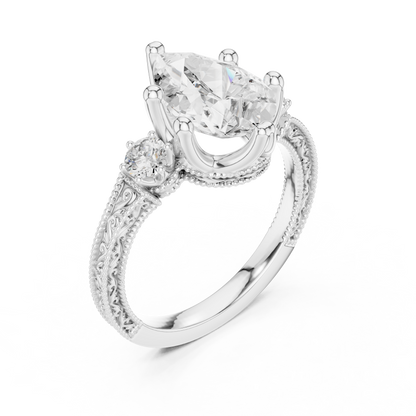 2.80 Pear Cut Lab Grown Diamond Accent Ring in 14-18K Gold Perfect for Gifting or Proposal - HIGHCARAT DIAMONDS
