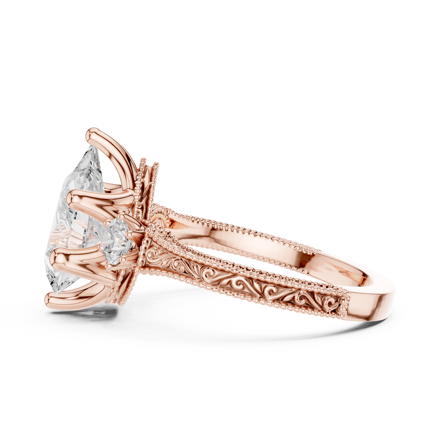 2.80 Pear Cut Lab Grown Diamond Accent Ring in 14-18K Gold Perfect for Gifting or Proposal - HIGHCARAT DIAMONDS