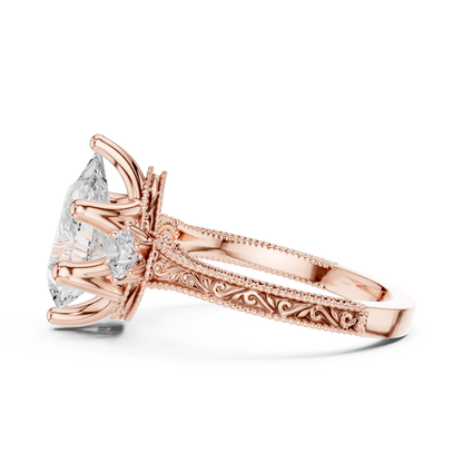 2.80 Pear Cut Lab Grown Diamond Accent Ring in 14-18K Gold Perfect for Gifting or Proposal - HIGHCARAT DIAMONDS