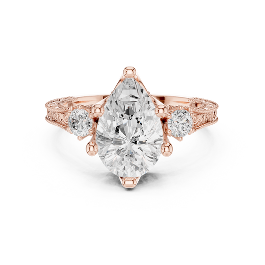 2.80 Pear Cut Lab Grown Diamond Accent Ring in 14-18K Gold Perfect for Gifting or Proposal - HIGHCARAT DIAMONDS