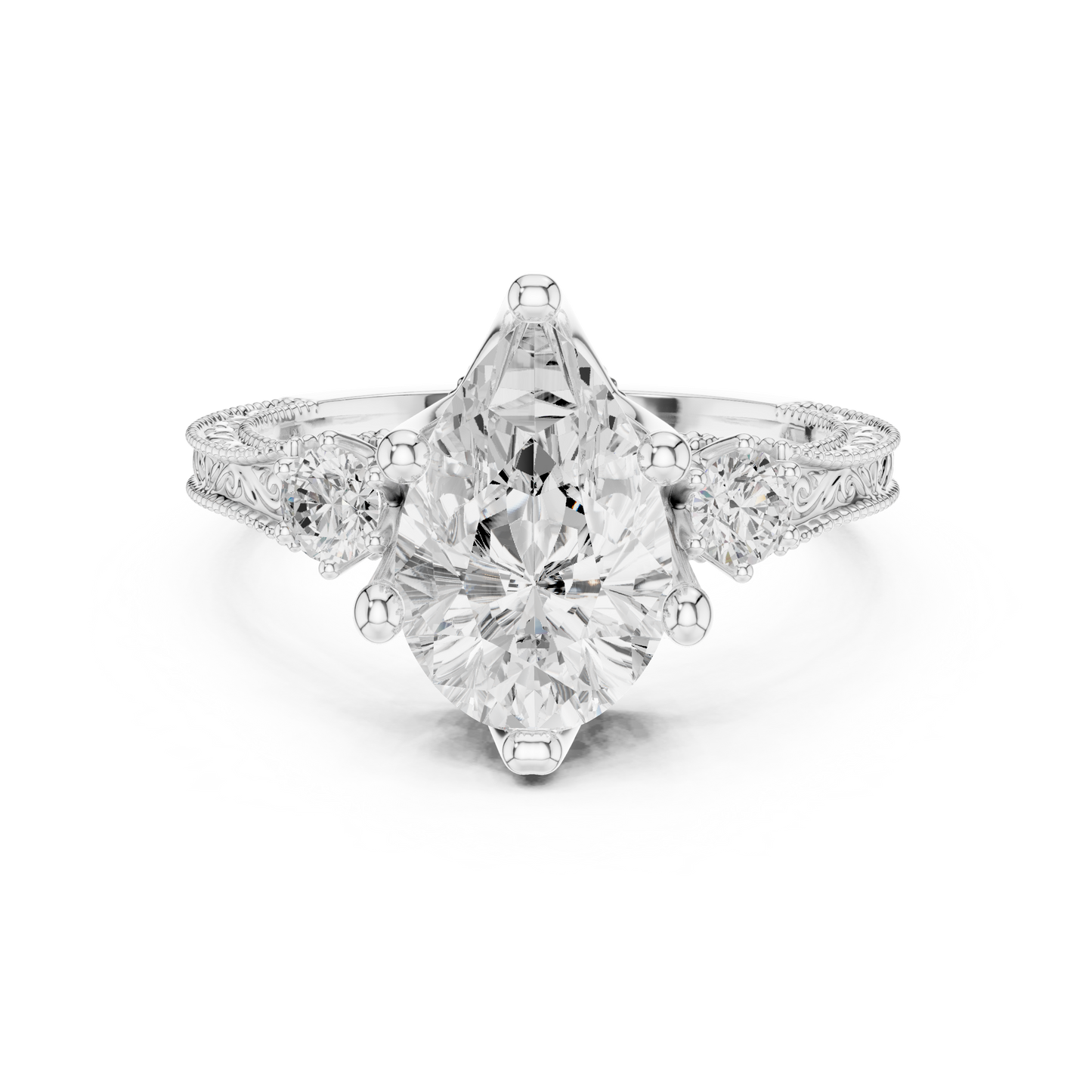 2.80 Pear Cut Lab Grown Diamond Accent Ring in 14-18K Gold Perfect for Gifting or Proposal - HIGHCARAT DIAMONDS