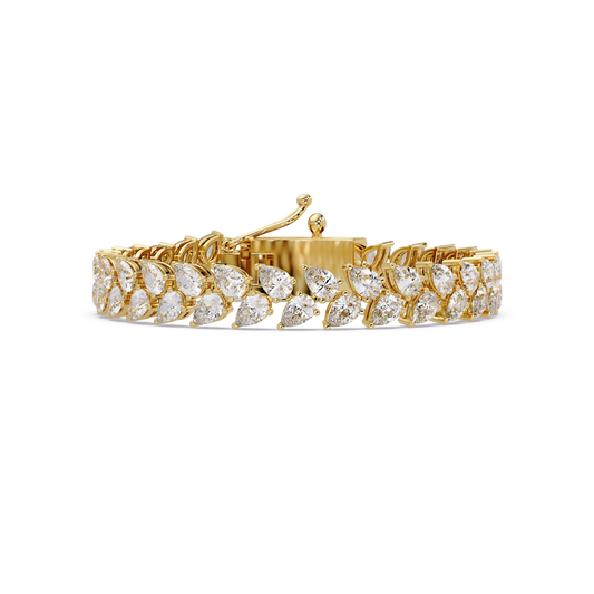 Lab Grown Pear Shape Diamond Cluster Gold Bracelet - HIGHCARAT DIAMONDS