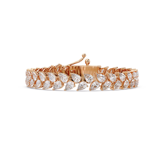 Lab Grown Pear Shape Diamond Cluster Gold Bracelet - HIGHCARAT DIAMONDS