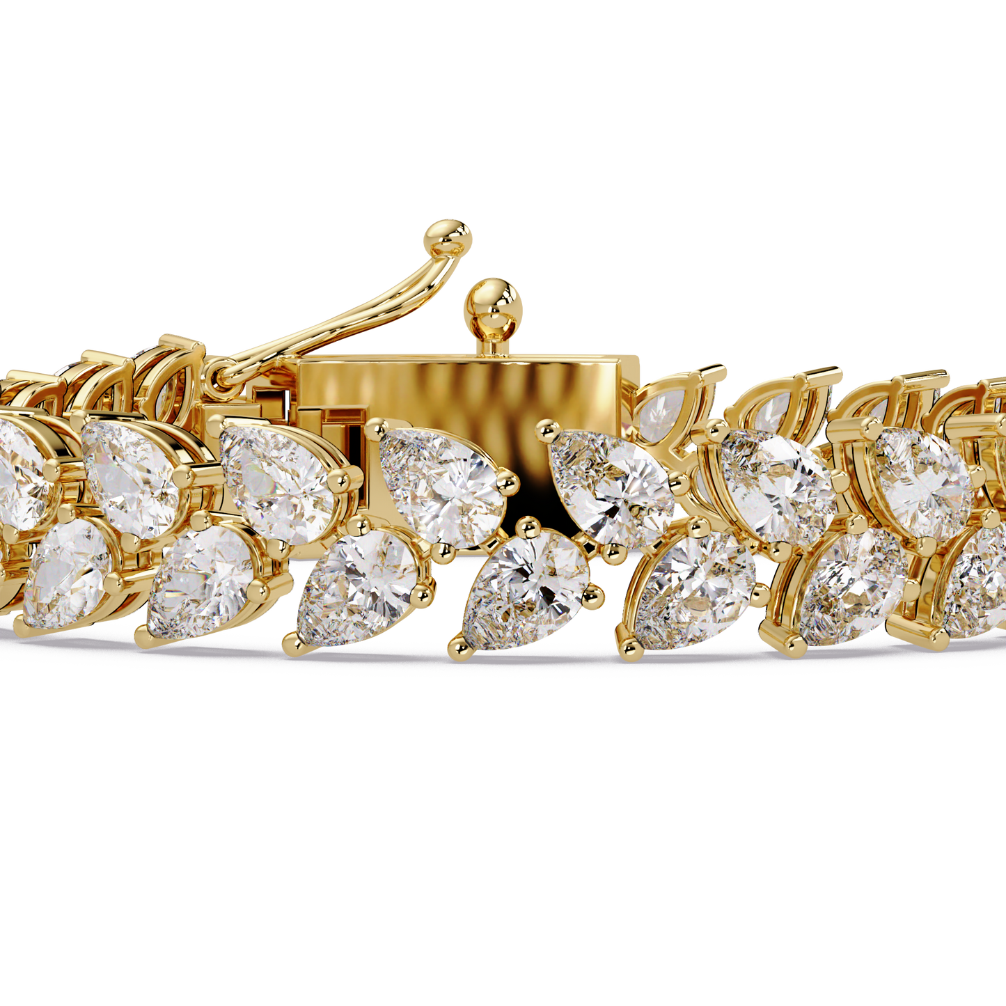 Lab Grown Pear Shape Diamond Cluster Gold Bracelet - HIGHCARAT DIAMONDS