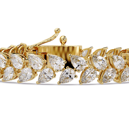 Lab Grown Pear Shape Diamond Cluster Gold Bracelet - HIGHCARAT DIAMONDS