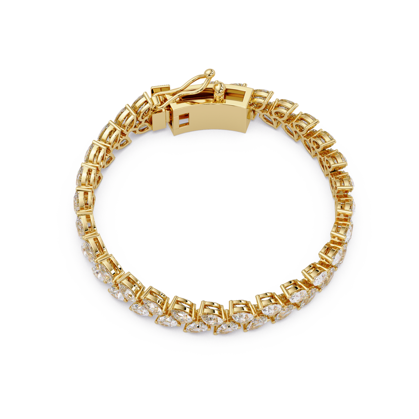Lab Grown Pear Shape Diamond Cluster Gold Bracelet - HIGHCARAT DIAMONDS
