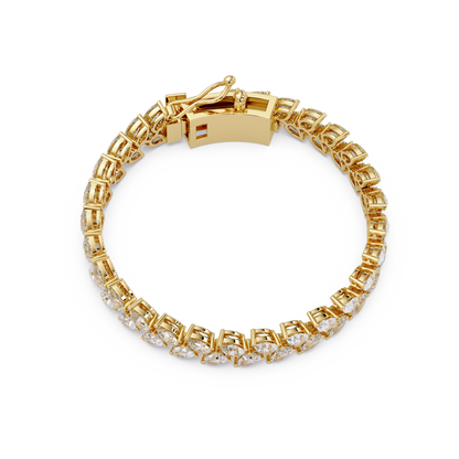 Lab Grown Pear Shape Diamond Cluster Gold Bracelet - HIGHCARAT DIAMONDS