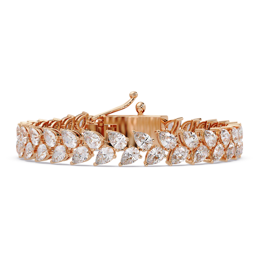 Lab Grown Pear Shape Diamond Cluster Gold Bracelet - HIGHCARAT DIAMONDS
