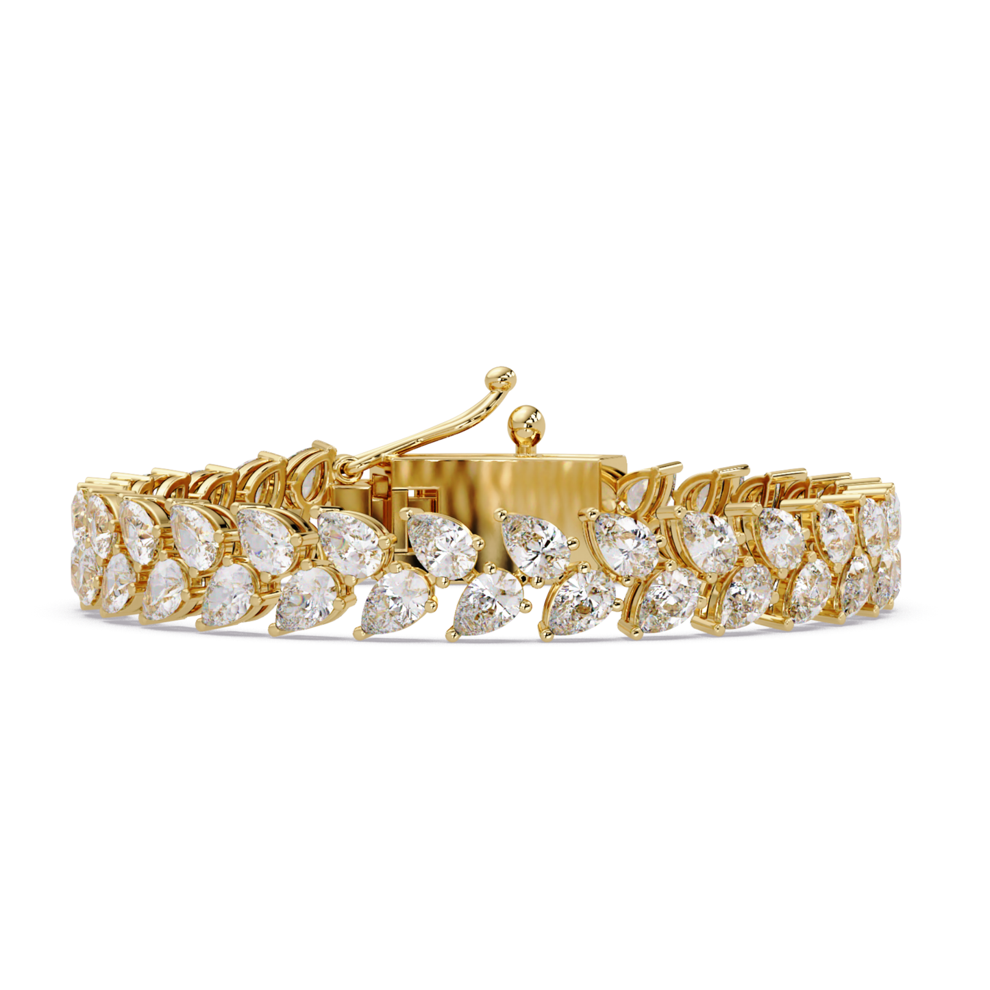 Lab Grown Pear Shape Diamond Cluster Gold Bracelet - HIGHCARAT DIAMONDS