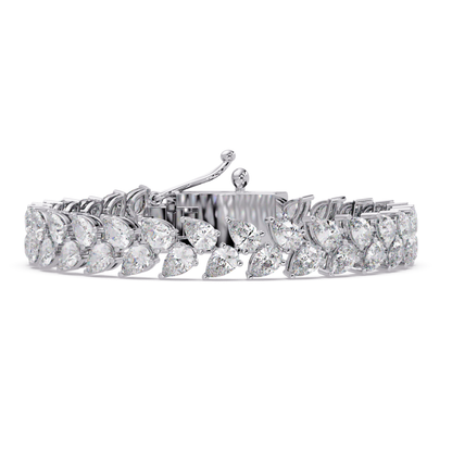 Lab Grown Pear Shape Diamond Cluster Gold Bracelet - HIGHCARAT DIAMONDS