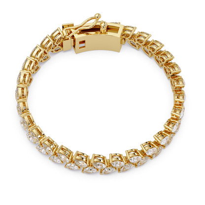 Lab Grown Pear Shape Diamond Cluster Gold Bracelet - HIGHCARAT DIAMONDS