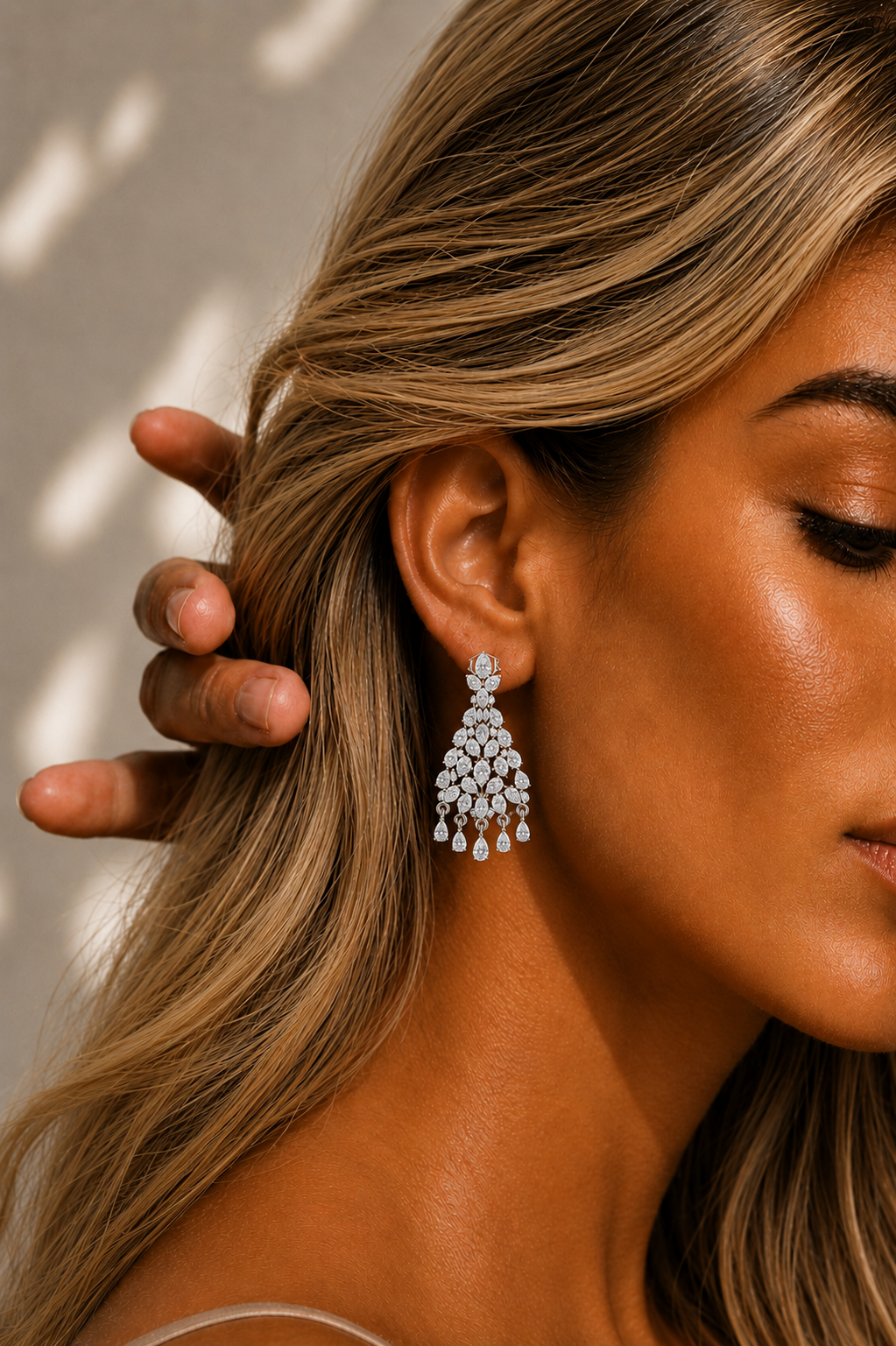 Lab Grown Pear Shape Diamond Prong Set Unique Earring - HIGHCARAT DIAMONDS