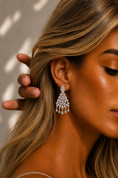 Lab Grown Pear Shape Diamond Prong Set Unique Earring - HIGHCARAT DIAMONDS