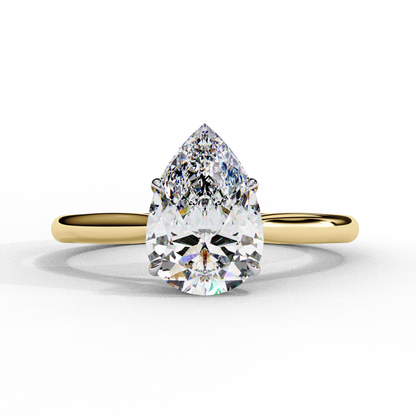 Lab Grown Pear Shaped Diamond Solitaire Ring