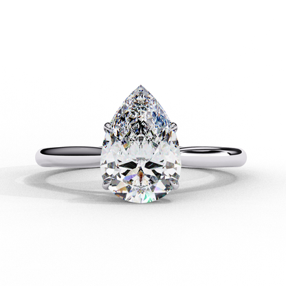 Lab Grown Pear Shaped Diamond Solitaire Ring