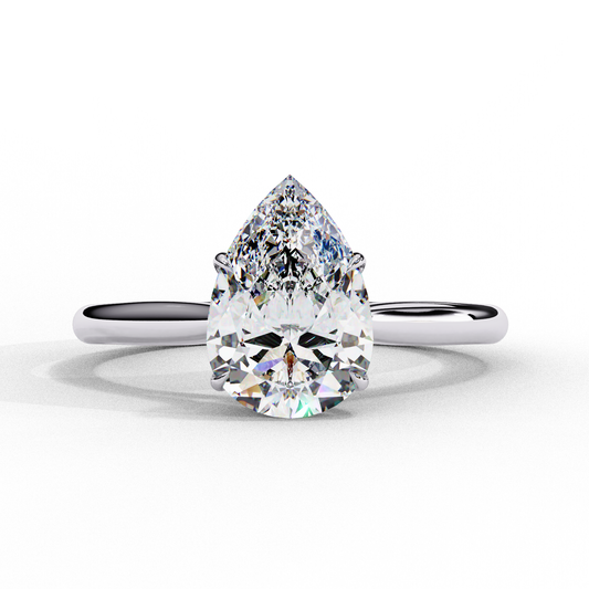 Lab Grown Pear Shaped Diamond Solitaire Ring