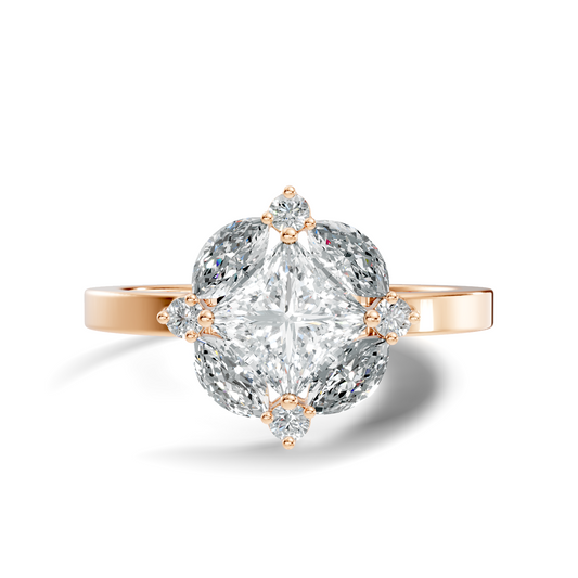 Lab Grown Princess Cut Diamond Halo Engagement Ring - HIGHCARAT DIAMONDS