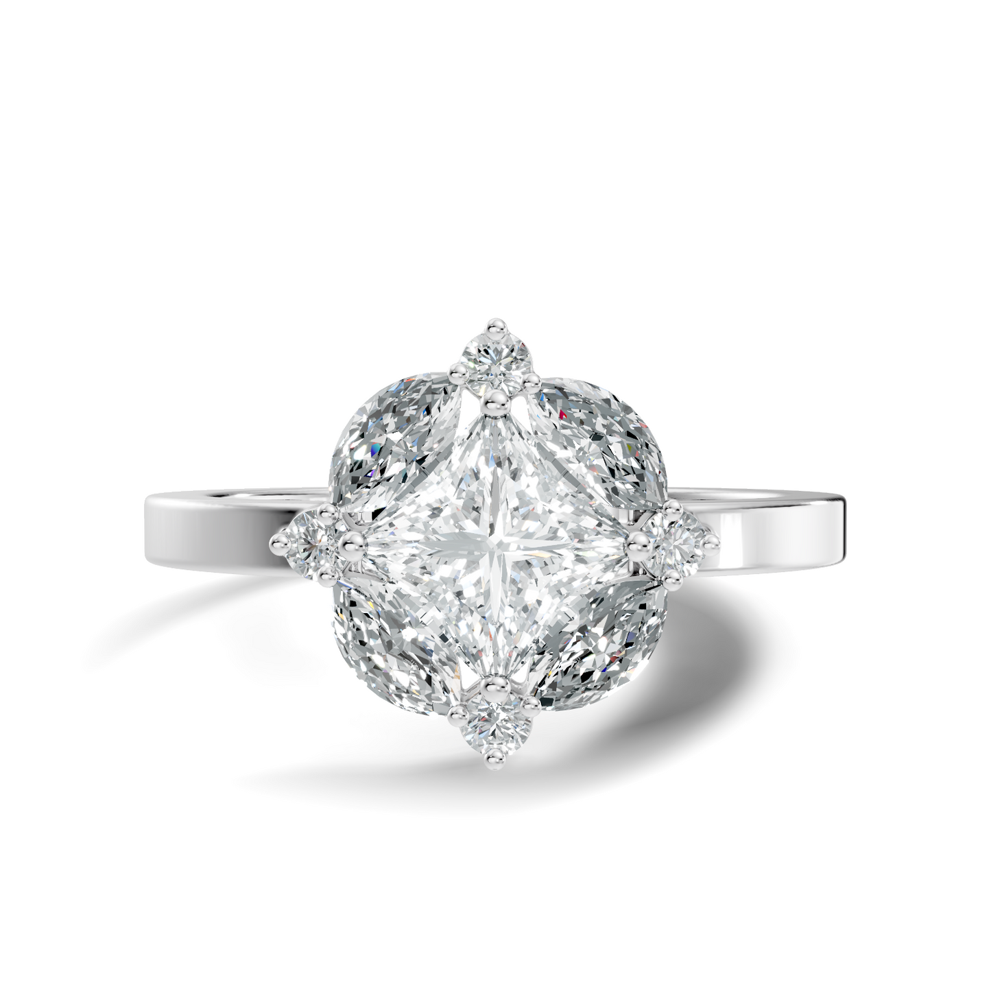 Lab Grown Princess Cut Diamond Halo Engagement Ring