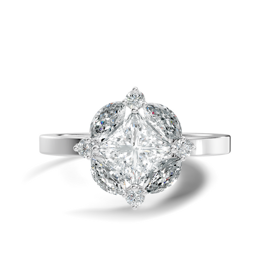 Lab Grown Princess Cut Diamond Halo Engagement Ring - HIGHCARAT DIAMONDS