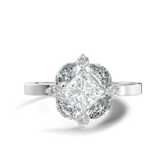 Lab Grown Princess Cut Diamond Halo Engagement Ring - HIGHCARAT DIAMONDS