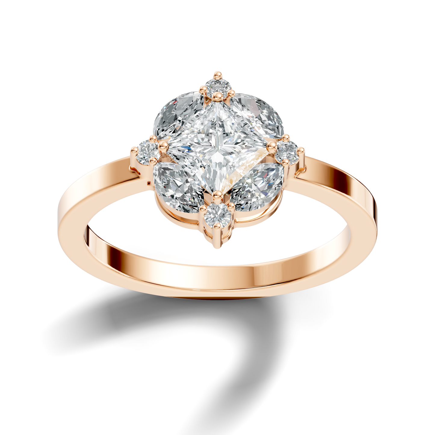 Lab Grown Princess Cut Diamond Halo Engagement Ring