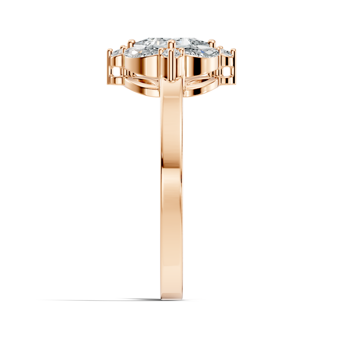 Lab Grown Princess Cut Diamond Halo Engagement Ring