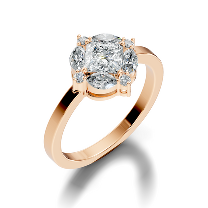 Lab Grown Princess Cut Diamond Halo Engagement Ring