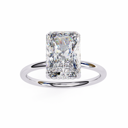 Lab Grown Radiant Cut Hidden Round Halo Solitaire Ring
