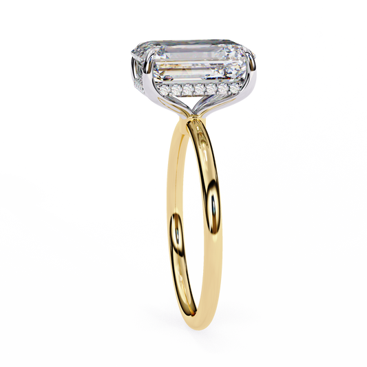Lab Grown Radiant Cut Hidden Round Halo Solitaire Ring - HIGHCARAT DIAMONDS